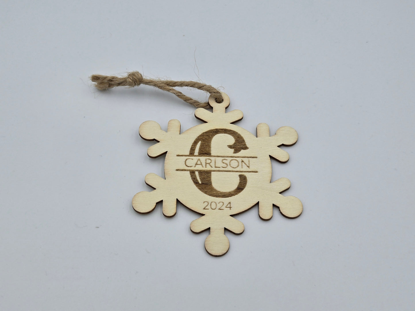 Custom Engraved Wooden Snowflake Ornament